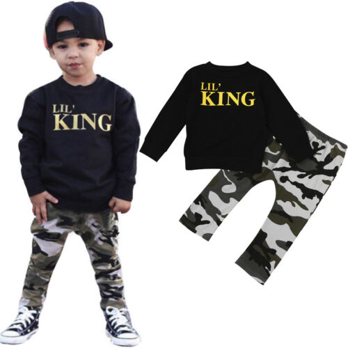 Toddler Kid Baby Boy Shirt Tops+Camouflag wbr /wbr e Pants Outfits Clothes Set - Picture 1 of 13