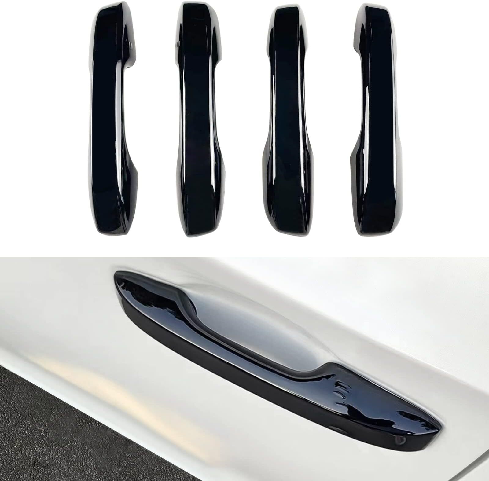 4x For 2022-2025 Honda 11th Gen Civic Door Handle Covers W/ Front Smartkey Black