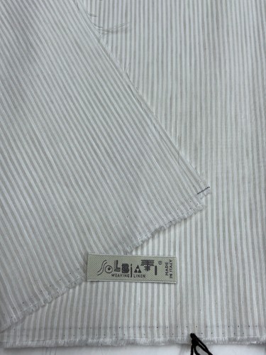 SOLBIATI FRESCOLINO Linen Cotton Fabric Navy Striped Shirting Loro Piana 2.0 m - Picture 4 of 15