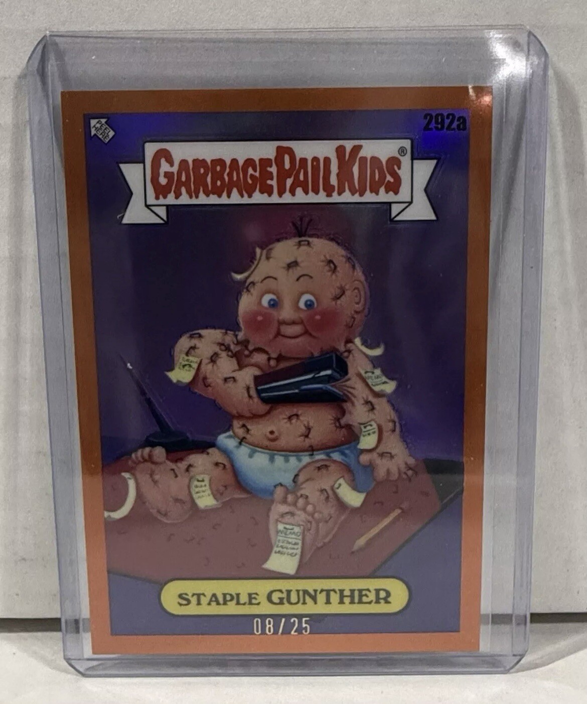 2024 Topps Garbage Pail Kids Chrome Orange Refractor #292a Staple Gunther front