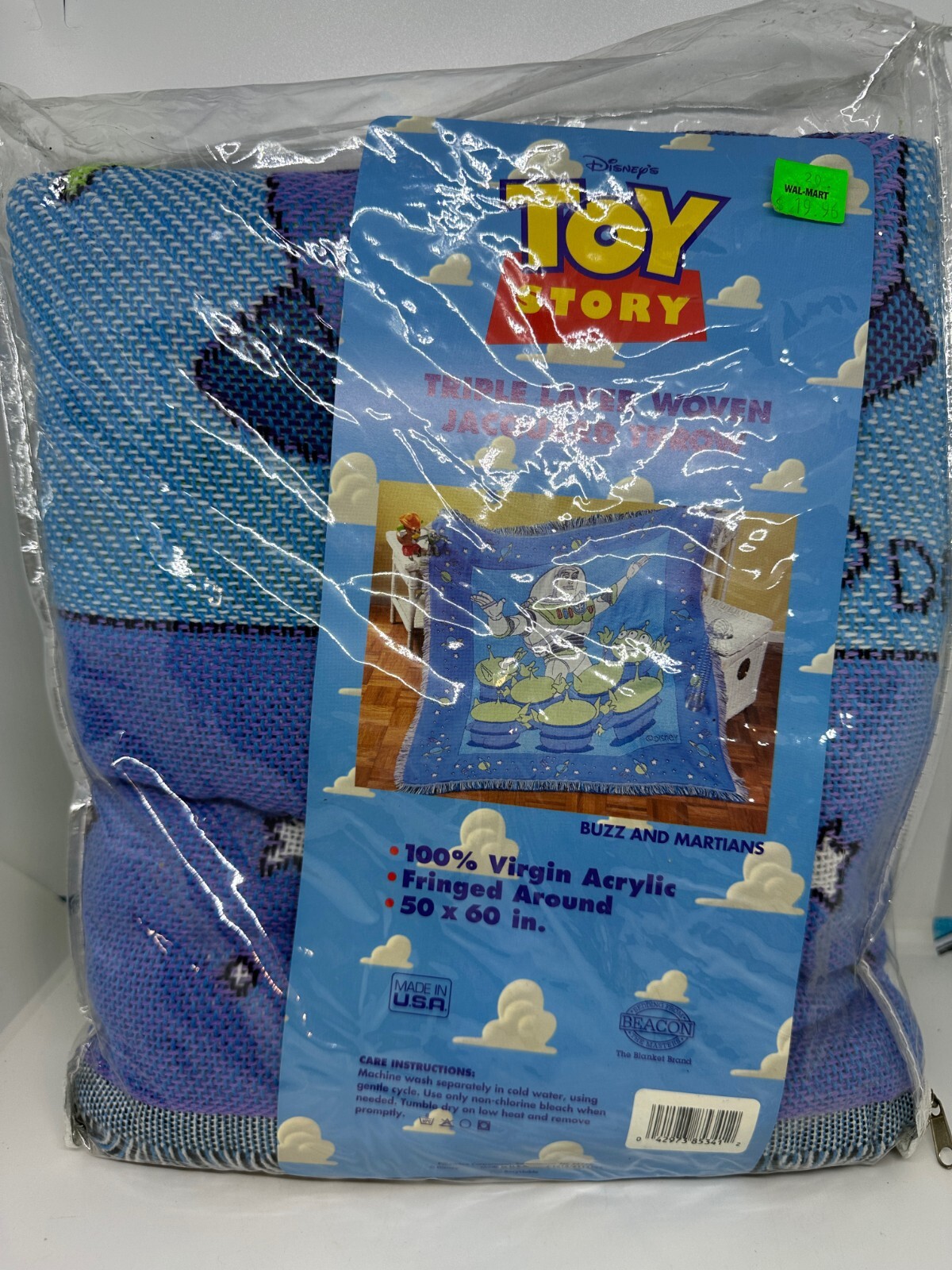 1996 Beacon Disney Toy Story Triple Layer Woven Jacquard Throw Blanket Inv-1917