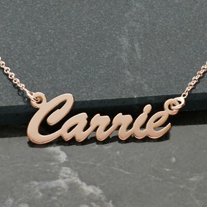 Authentic 9ct Rose Gold Plated Personalised any Name Necklace on 16 inch Chain UK Made