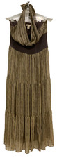 Jonathan Martin Maxi Empire Waist Dress Size 16 Brown Green Lined 166