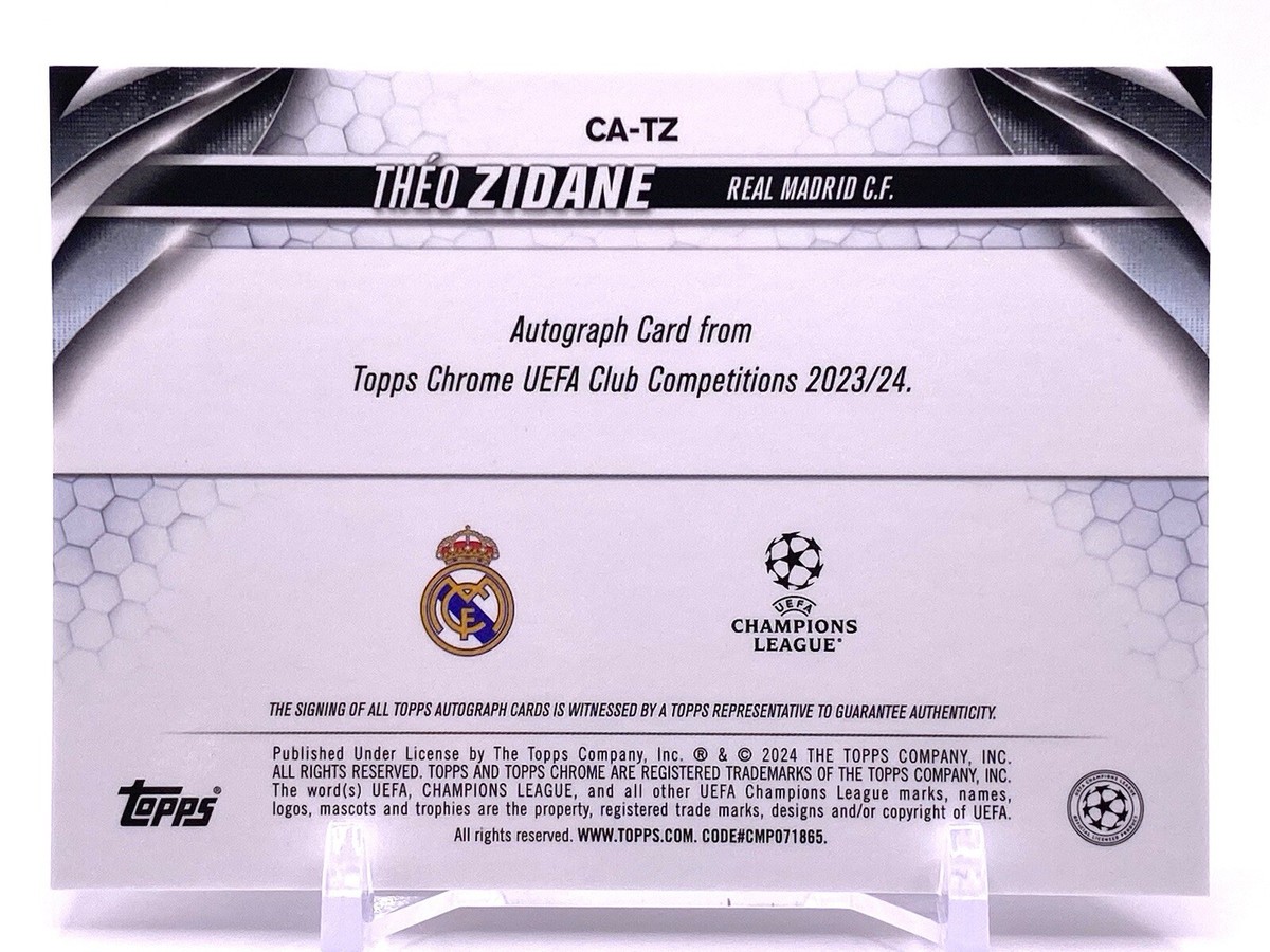 2023-24 Topps Chrome UEFA Rookie Auto THEO ZIDANE Real Madrid #CA