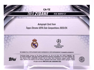2023-24 Topps Chrome UEFA Rookie Auto THEO ZIDANE Real Madrid #CA
