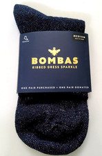 Bombas Women's Ribbed Dress Sparkle Quarter Socks Size M 8-10.5 