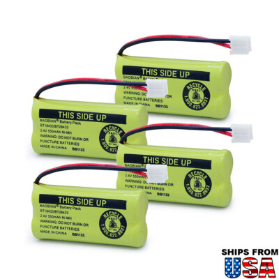 BT18433 / BT28433 Battery Pack 2.4V 500mAh Ni-MH for Vtech Cordless Phone 4 Pack