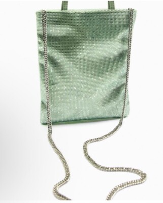 ZARA rhinestone mini tote bag green (pre owned)