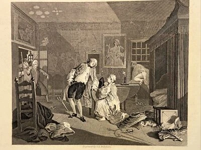 William Hogarth Antik Stahlstich Engraving Death of the Earl Illustration RAR - Bild 1 von 4