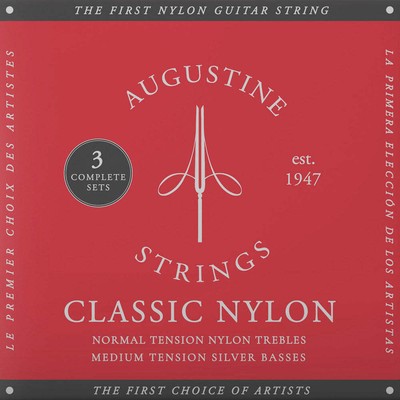 Augustine Concert 3er Pack Red Rot Classic Label Saitensatz für Konzertgitarre