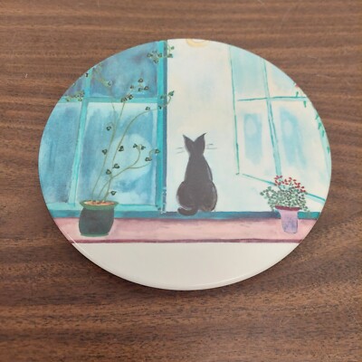 Vintage Melamine Serving Tray Plate Dish legs Cat window flowers Made In  Italy