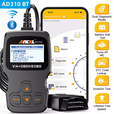 ANCEL AD310 BT Bluetooth OBD2 Scanner Diagnosescan Tool Batteriespannungstest