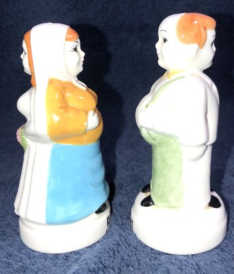 Vtg Salt Pepper Shakers Wedding Bride Groom Before After Husband Wife Novelty