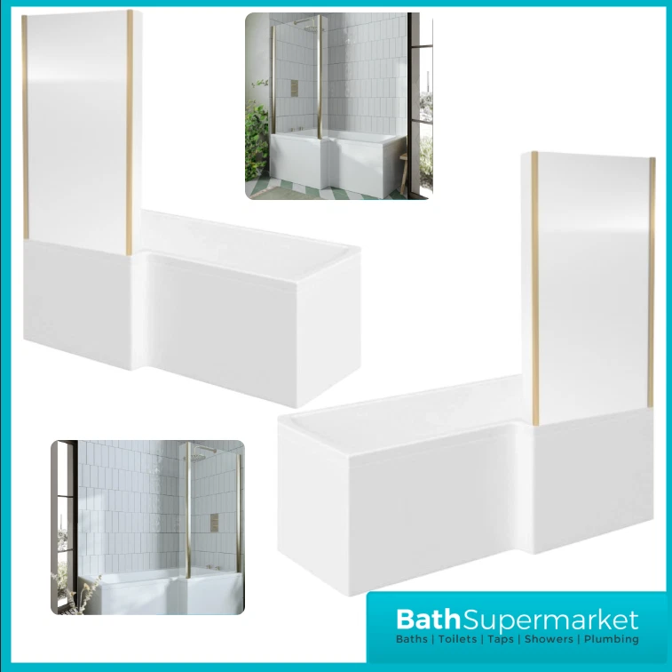 BATH SUPERMARKET 1500/1600/1700mm/1800 L Shaped Shower Bathtub Front Bath Panel Shower Screen