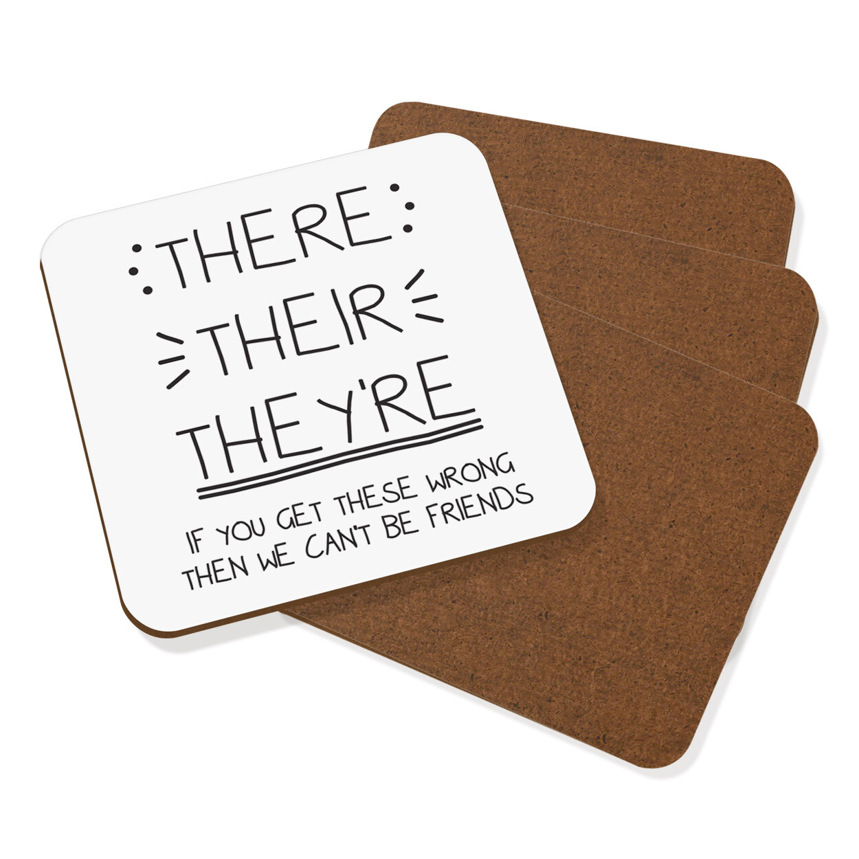 There Their They're Coaster Drinks Mat Set Of 4 Best Teacher Favourite Grammar