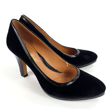 Clarks Black Court Heels Suede Leather Velvet Size 5.5