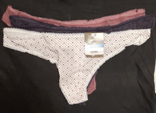 3 SECRET TREASURES THONG PANTIES PURPLE LILAC WHITE 2 SOLID 1-DOTS XXX9
