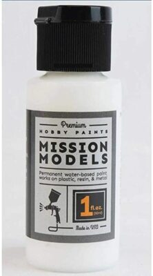 Mission Models Acrylic Model Paint 1oz Bottle, Gloss White Base for Chrome