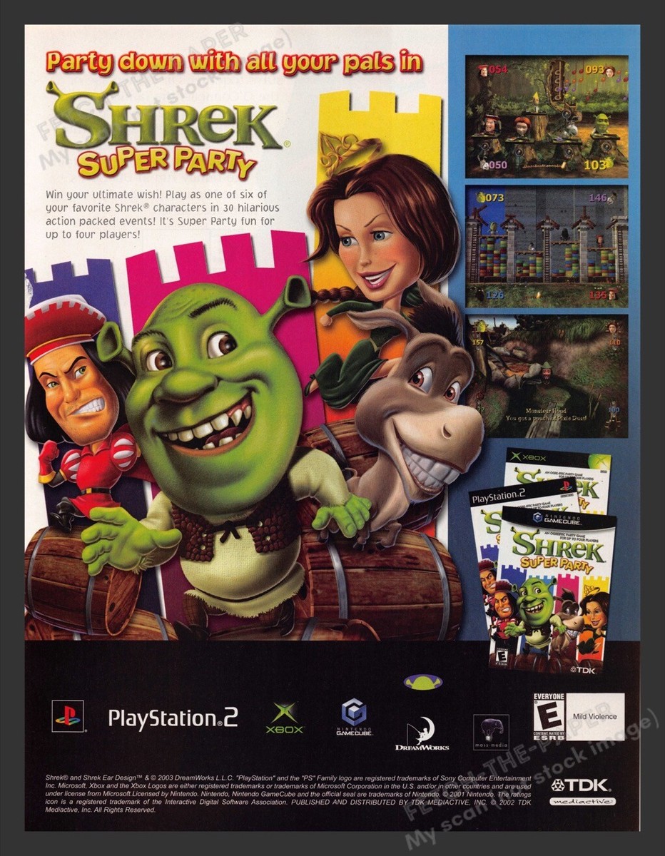 Shrek Super Party 2000s Video Game Print Advertisement 2003 Shrek Super Party 2000s Video Game Print Advertisement 2003