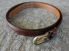 Chaps Brown Genuine Leather 42" Belt Solid Brass Buckle - Made in Argentina