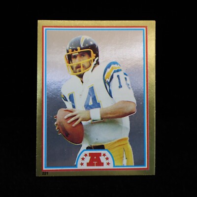 1982 Dan Fouts San Diego Chargers ''Coming Soon'' Topps Foil Sticker  #221  (A)