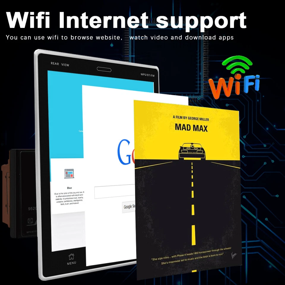 Radio Estéreo Coche 9.5" Android 10.1 GPS WiFi FM Pantalla Táctil Doble 2Din + Cámara Foto 4 de 4