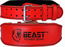 4  Leather Weight Lifting Belt Foam Padded Gym Back Support w/ Free Wrist Wraps