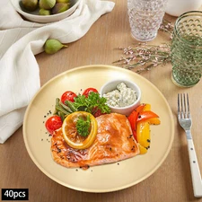 201 Stainless Steel Dinner Plates, Round Dinner Plate, 40 PCS Gold Dinner Plates