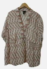 Lane Bryant Top Womens 22/24 Pullover Casual 2pc Tunic Beige Geometric