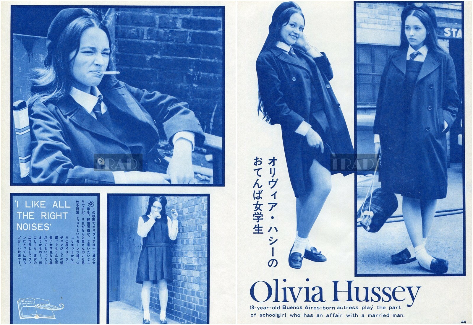 OLIVIA HUSSEY at Age 18 1969 Vintage JPN Picture Clipping 2-SHEETS #lj/p