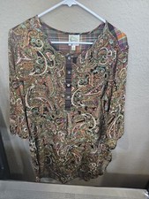 Fig & Flower Anthropologie Paisley Pattern Tunic Dress Above Knee Women's Large