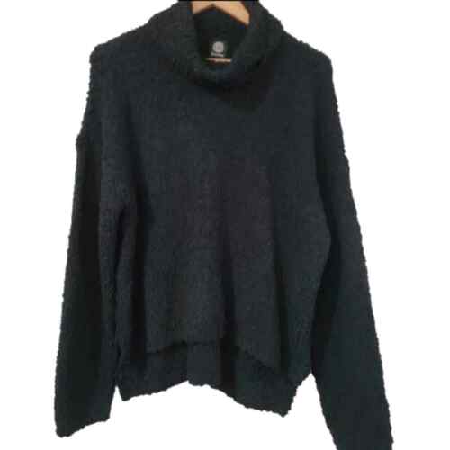 Bobeau Sweater Womens Size Large HiLow Loose Cozy Turtle Neck Knit Black Soft - Picture 1 of 10