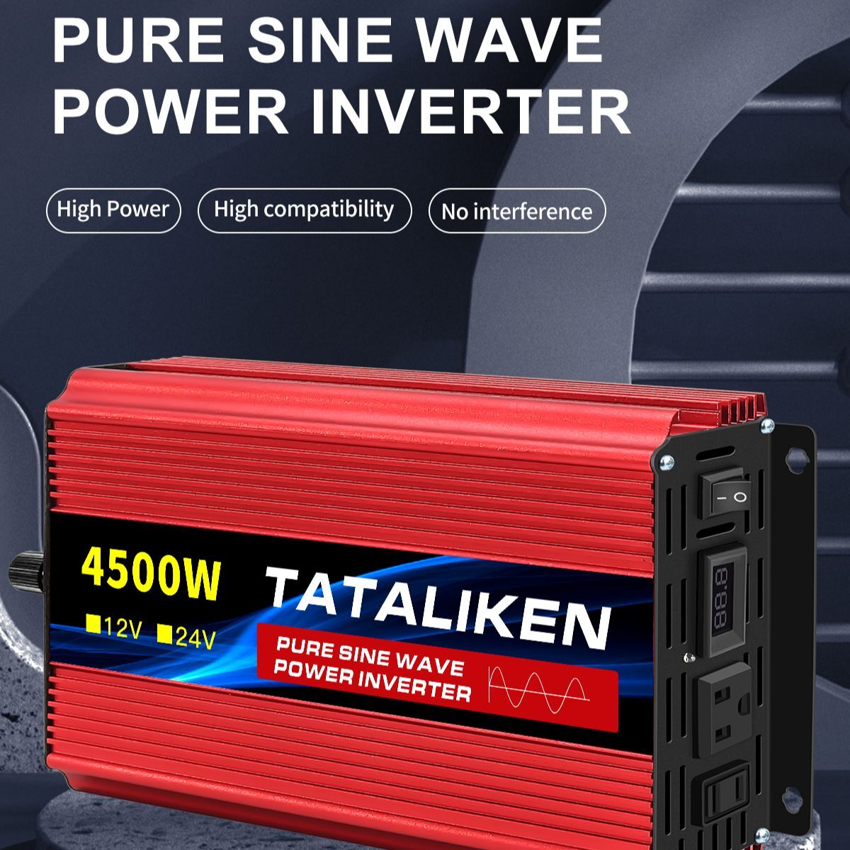 Pure Sine Wave 1600W-6000W Power Inverter 12V DC to 110V 120V 60HZ 