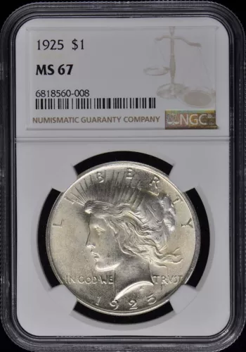 1925 Peace Dollar S$1 NGC MS67