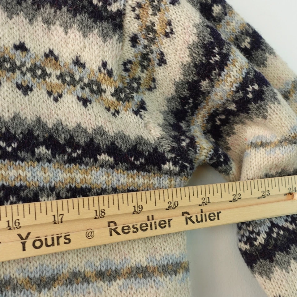 Vintage Shetland Wool Knit Cardigan Large Blue Wool Fair Isle Twee CRYSTAL KOBE - Image 4 of 4