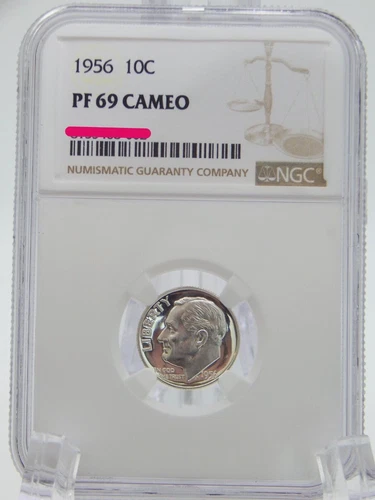 1956 ROOSEVELT 10 CENT ~ SILVER DIME ~ NGC GRADED PF 69 CAMEO  (BT652)
