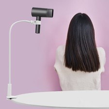 360 Degree Rotating Hair Dryer Stand Adjustable Stand Holder Hands-Free White