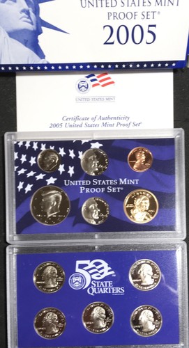 2005 US MINT PROOF SET AVEC EMBALLAGE D'ORIGINE ET CERTIFICAT D'AUTHENTICITÉ / SANS RAYURES ET PARFAIT :-) - Photo 1 sur 3