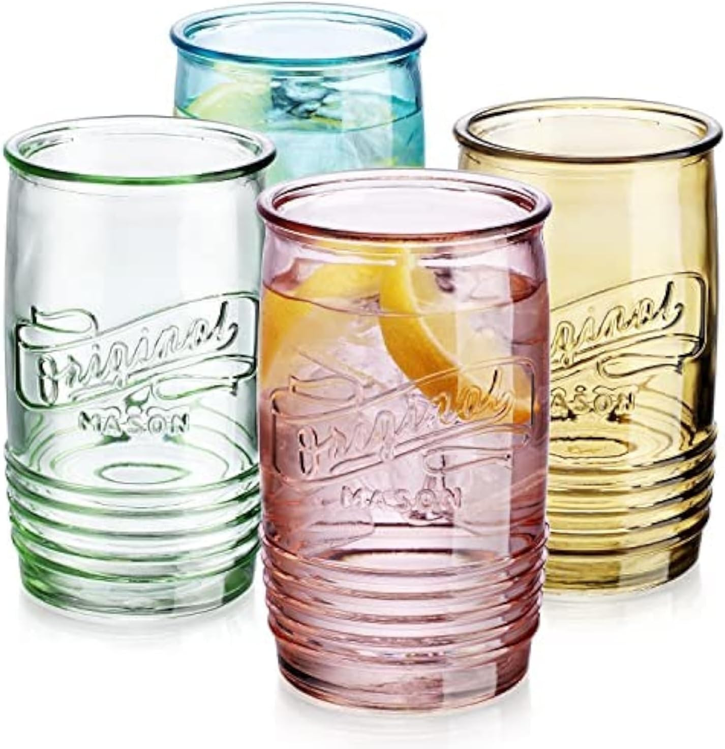 Set Of 4 Original Mason Collins Glasses Assorted Colored Drinking Glasses For...