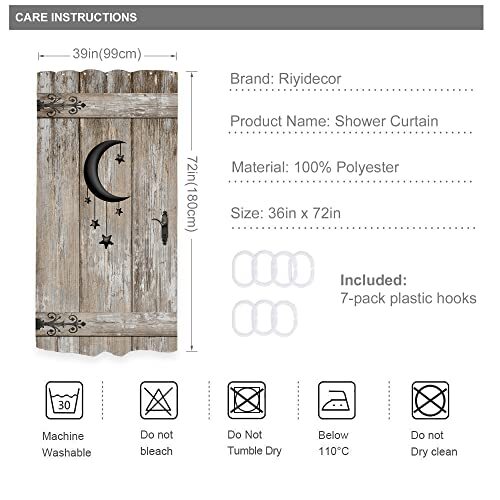 Rv Half Barn Shower Curtain 36Wx72H Inch Small 36Wx72H(Stall) Moon Star Door - Picture 3 of 6