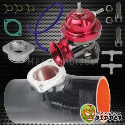Black 3'' Type RS BOV Coupler + Billet Aluminum Type-RS Turbo Blow Off Valve Red