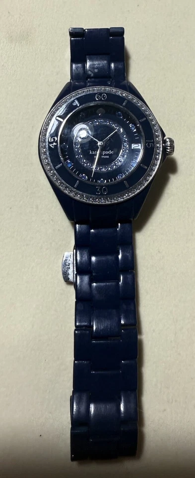 Raro Reloj Kate Spade Azul Puerto Damas Azul Gema Pavimentado Esfera Bisel Impresionante Foto 2 de 4