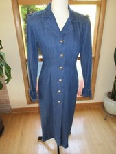 Vintage Cotton Denim Long Dress Button-up size 4