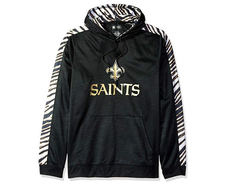 Толстовка-пуловер Zubaz Mens NFL New Orleans Saints с капюшоном в стиле зебра