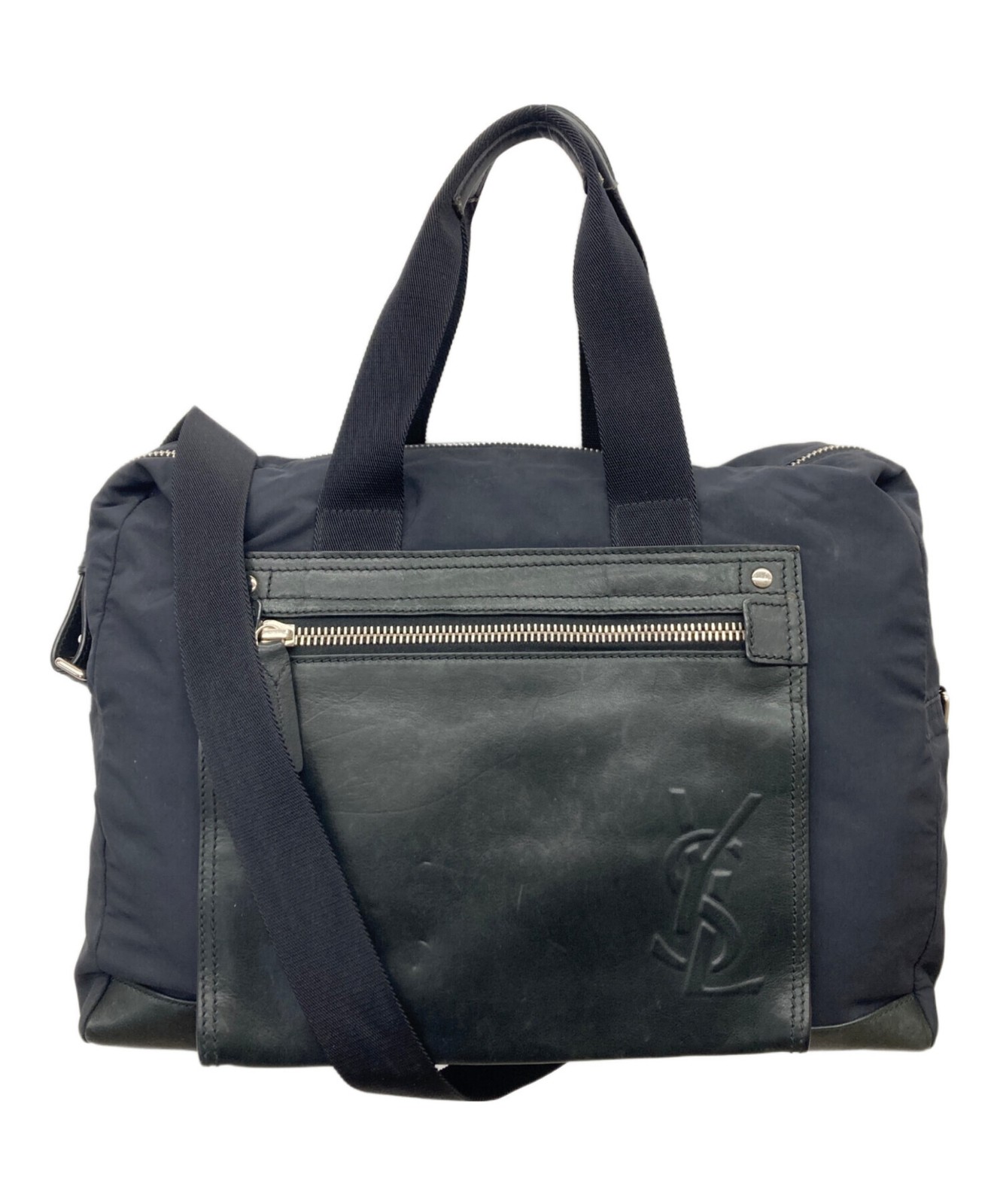 Borsa a 2 vie Yves Saint Laurent YSL logo combinazione pelle nera