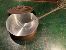 Petite casserole basse en cuivre étamé, cuisine 16,5 x 5 cm « Fermiers Réunis »