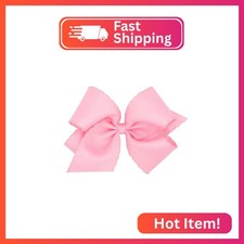 Wee Ones Girls' Classic Grosgrain Moonstitch Edge Hair Bow, No-Slip Hair Clip, H