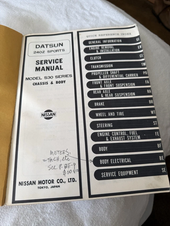 Manual de Servicio Chasis y Carrocería Original Datsun 240Z Sports Modelo Serie S30 Foto 2 de 4