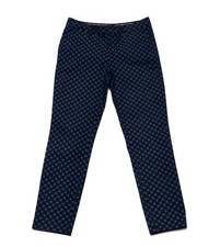 Tommy Hilfiger Women  s Stretch Slim Chino Pants Size 8 Navy Blue Grid Diamond
