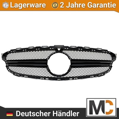 Frontgrill Schwarz Glanz für Kamera passt für Mercedes W205 S205 14-18 nicht AMG